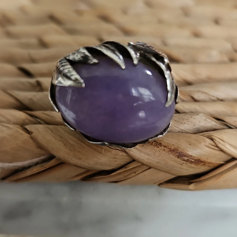 💟HP💟Lavender Jadeite Jade Silver Ring - Picture 7 of 8